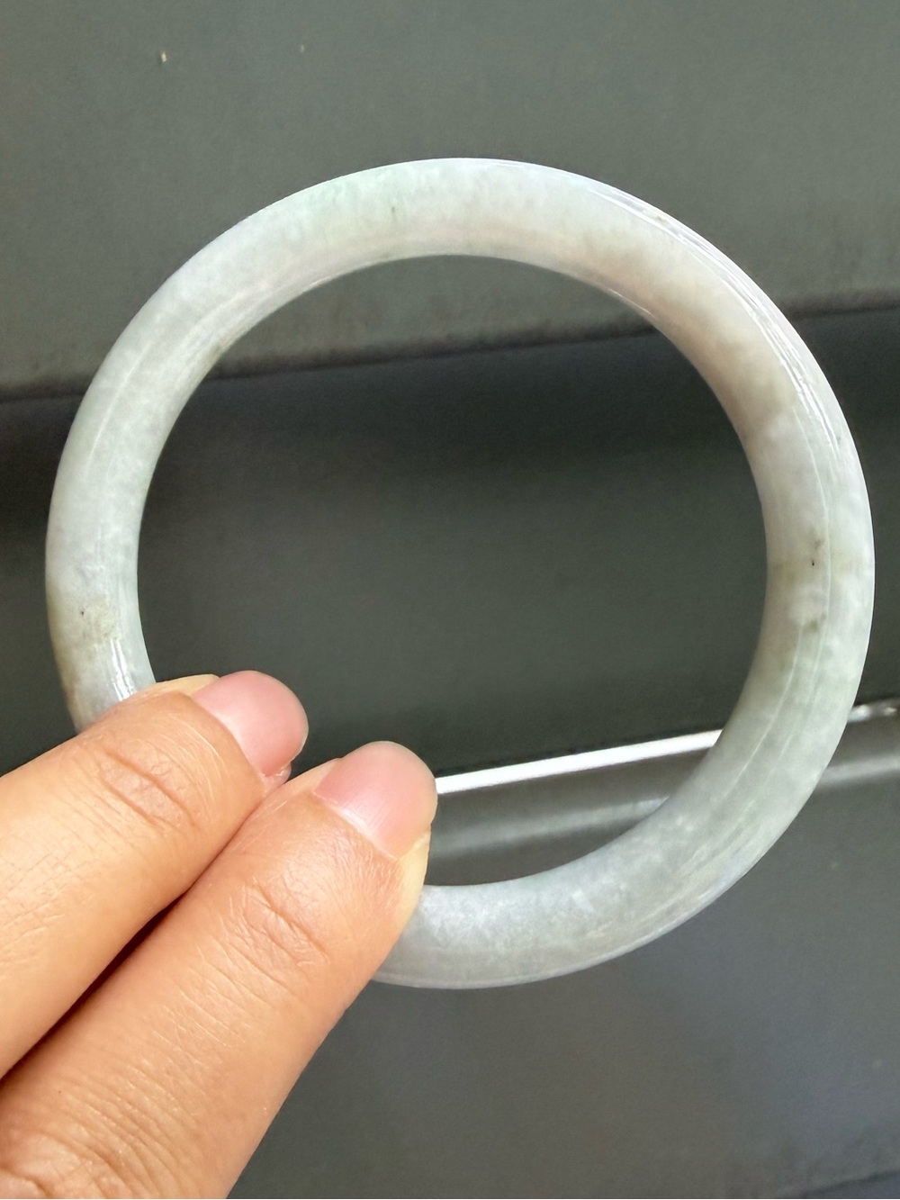 58.4 White Green Burmese Jadeite Jade - Natural Grade A Bangle Bracelet